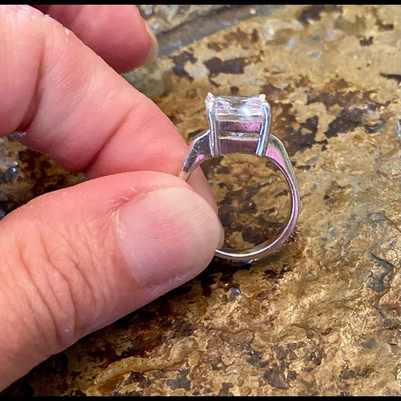 Princess cut qvc Diamonique sterling silver ring - Picture 3 of 5